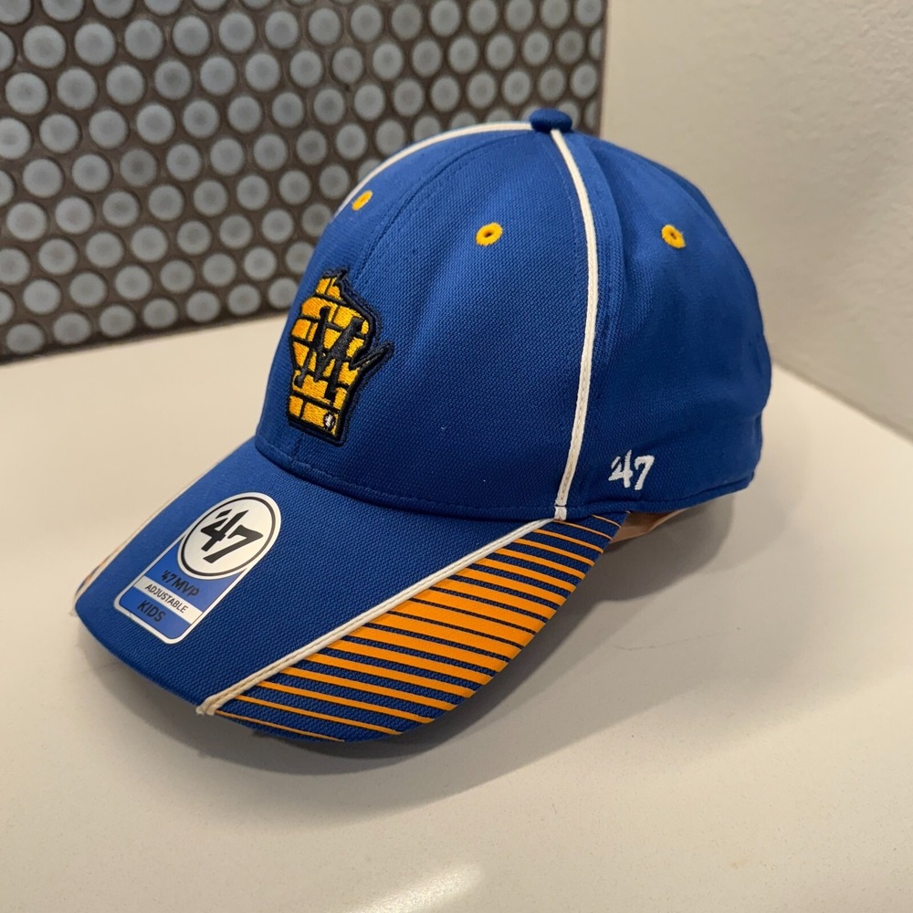 Brewers Baseball Hat Cap Boys Youth '47 Milwaukee Adjustable‎ Blue MLB Kids
